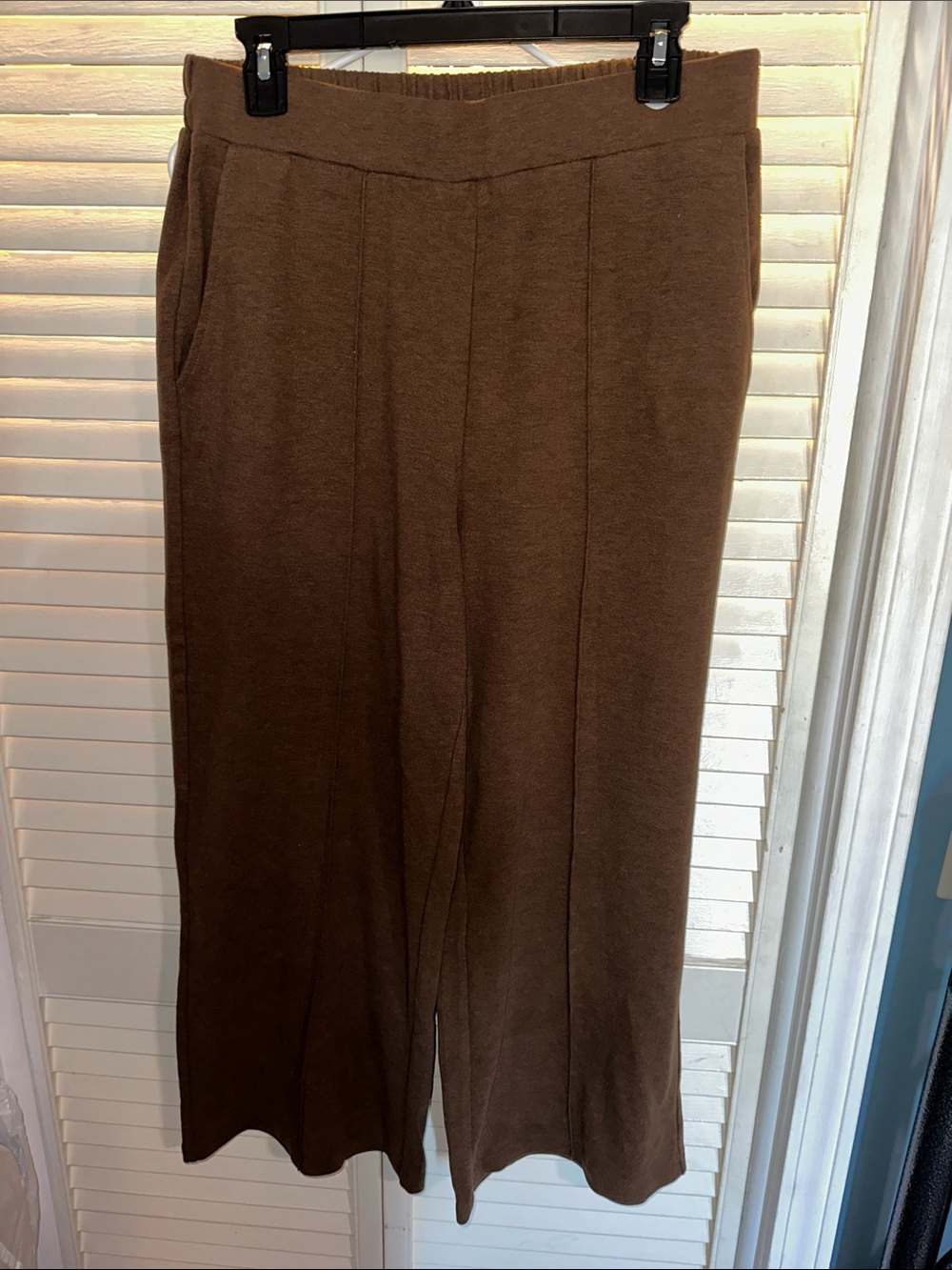MELLODAY Chocolate Brown Wide-Leg Knit Pants